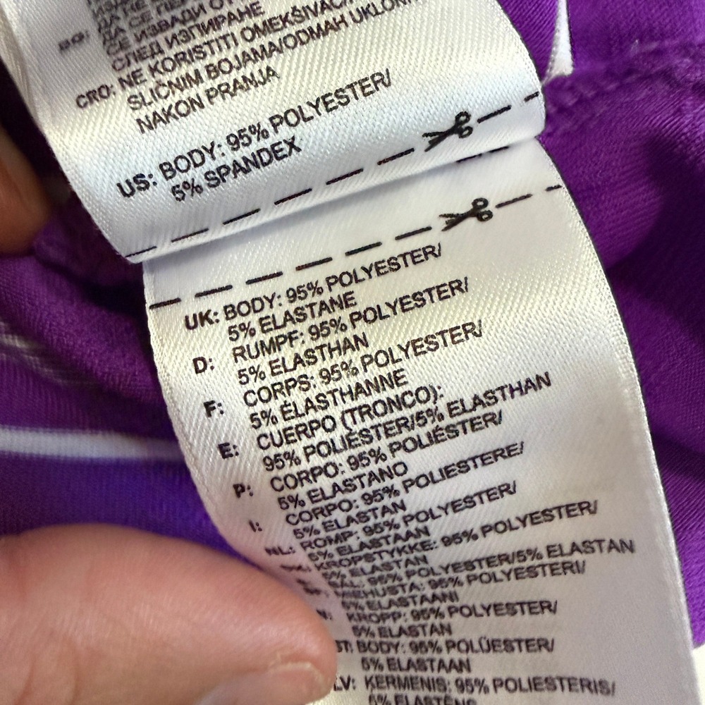 Adidas Golf Puremotion Purple Striped Polo Shirt Men's Sz L Spring Island Golf - Picture 9 of 11